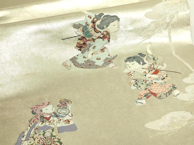 平和屋着物●極上　加賀友禅の巨匠　初代　由水十久　西陣　長嶋成織物　ながしま帯　太鼓柄袋帯　松韻　瀞銀錦　逸品　DZAB5765kh6