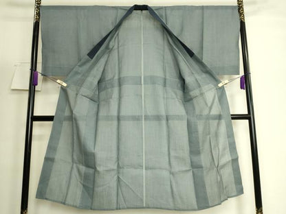 平和屋着物＊極上　夏物　男性　長襦袢　小千谷ちぢみ　麻　錆鉄御納戸色　逸品　DZAB5799kh6