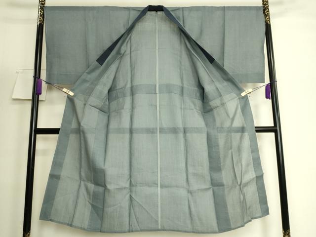 平和屋着物＊極上　夏物　男性　長襦袢　小千谷ちぢみ　麻　錆鉄御納戸色　逸品　DZAB5799kh6
