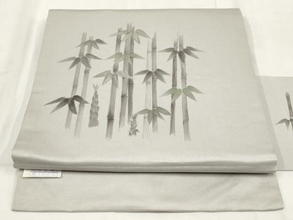 平和屋着物◎九寸名古屋帯　手描き　竹　正絹　逸品　AABH1192wj
