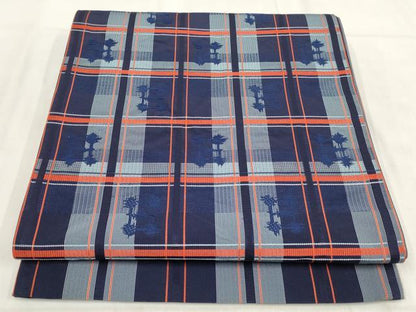平和屋着物◎六通柄京袋帯 格子文 正絹 逸品 AABH1198wj