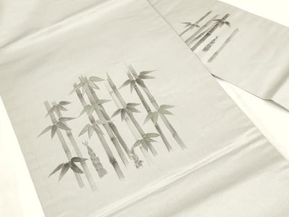 平和屋着物◎九寸名古屋帯　手描き　竹　正絹　逸品　AABH1192wj