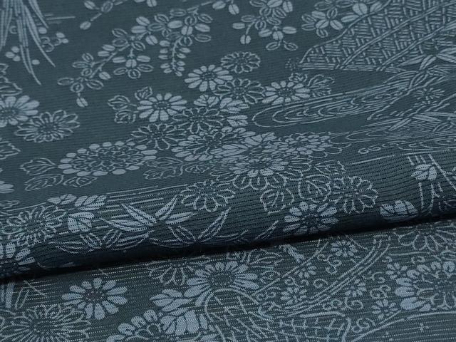 平和屋着物＊夏物 小紋 絽 風景草花文 正絹 逸品 AABH2471jd