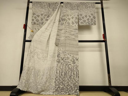 平和屋着物＊夏物 伝統工芸士 水谷滉 訪問着 絽 流水草花文 正絹 逸品 AABH2468jd