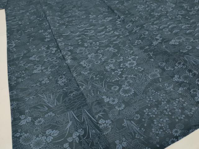 平和屋着物＊夏物 小紋 絽 風景草花文 正絹 逸品 AABH2471jd