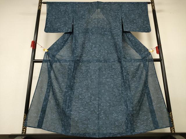 平和屋着物＊夏物 小紋 絽 風景草花文 正絹 逸品 AABH2471jd