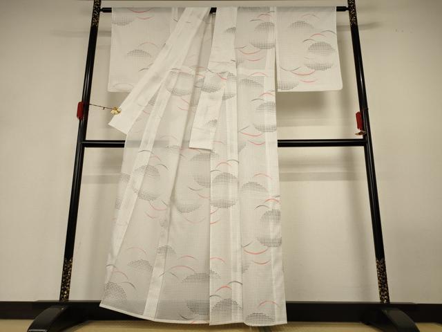 平和屋着物＊夏物 小紋 絽 芝文 洗える着物 AABH2496jd