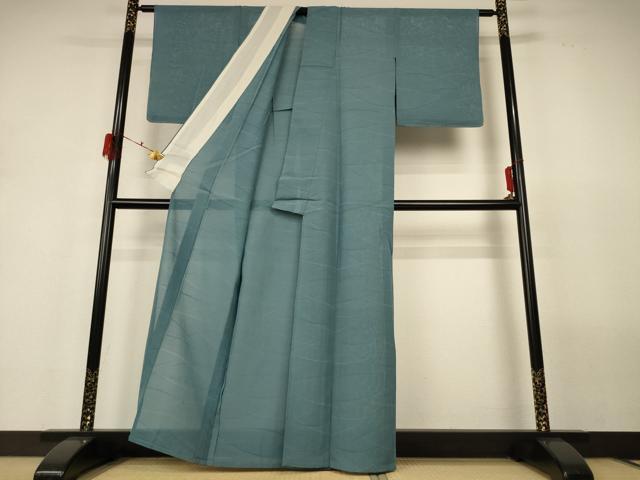 平和屋着物＊夏物 色無地 芝紋紗 水浅葱色 正絹 逸品 AABH2482jd