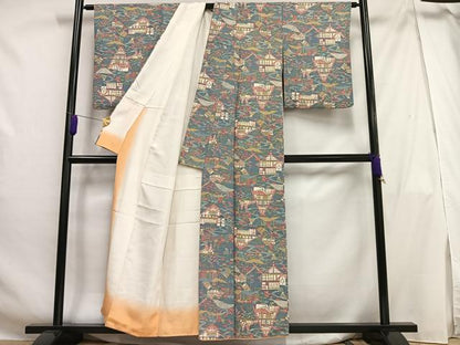 平和屋着物■上質な小紋 風景文 正絹 逸品 AABH0922oa