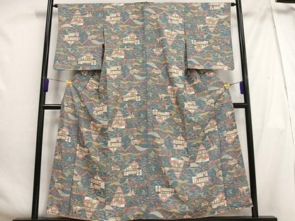 平和屋着物■上質な小紋 風景文 正絹 逸品 AABH0922oa