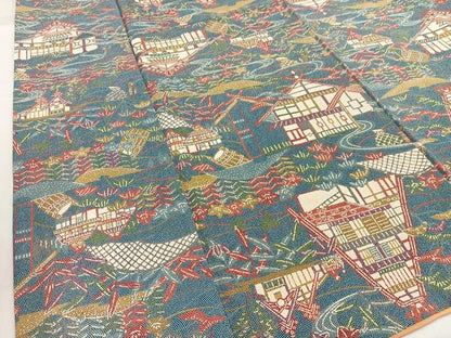 平和屋着物■上質な小紋 風景文 正絹 逸品 AABH0922oa
