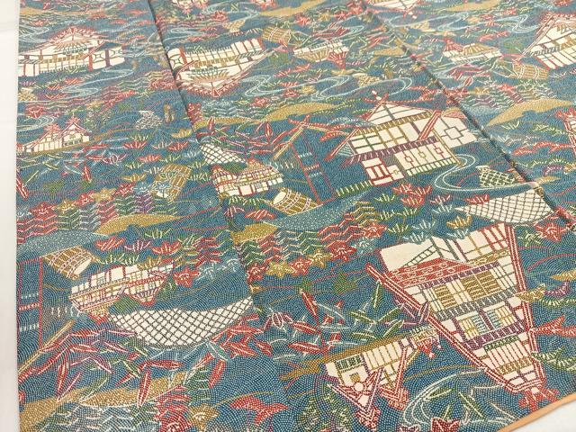 平和屋着物■上質な小紋 風景文 正絹 逸品 AABH0922oa