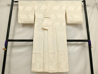 平和屋着物■長襦袢　袷　舞花地紋　鳥の子色　正絹　逸品　AABH0923oa
