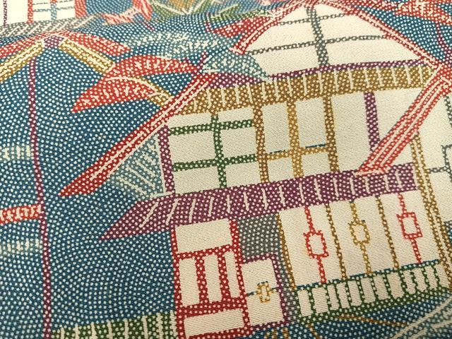 平和屋着物■上質な小紋 風景文 正絹 逸品 AABH0922oa