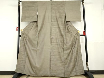 平和屋着物●お召　片身替わり　格子　やまと誂製　正絹　逸品　AABG9906cs