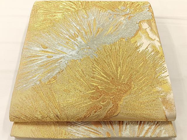 平和屋着物◎六通柄袋帯　松葉　金銀糸　正絹　逸品　AABH2362uk