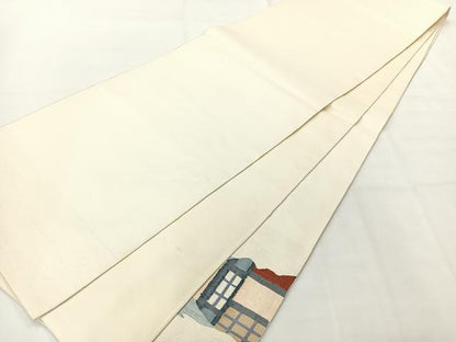 平和屋着物◎太鼓柄袋帯　風景文　正絹　逸品　AABH2361uk