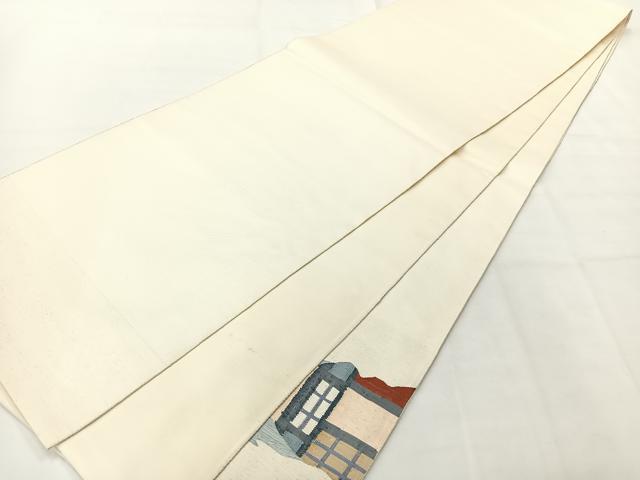平和屋着物◎太鼓柄袋帯　風景文　正絹　逸品　AABH2361uk