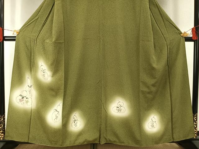平和屋着物●訪問着　手描き　人物瓢箪文　暈し染め　正絹　逸品　AABH0545fy