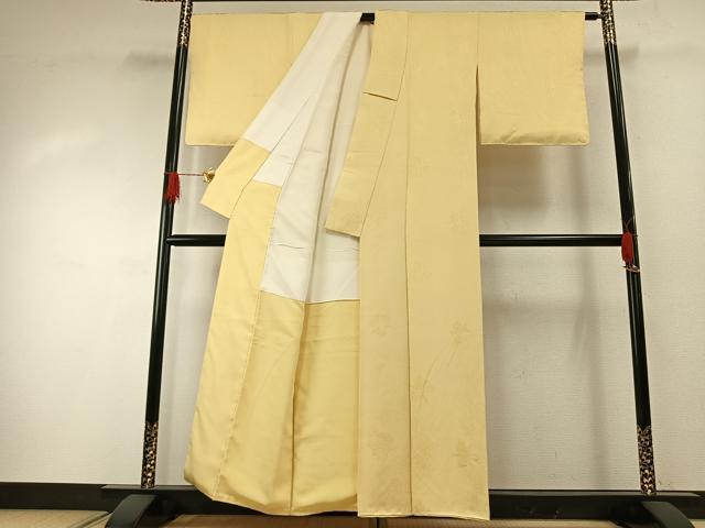 平和屋着物●上質な色無地　花尽くし地紋　砥粉色　正絹　逸品　AABH0534fy