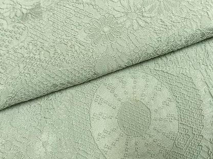 平和屋着物●上質な色無地　源氏車花地紋　青磁鼠色　正絹　逸品　AABH0542fy