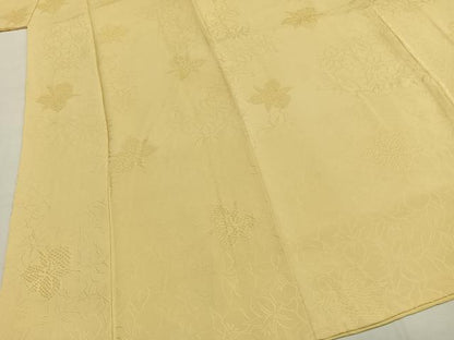 平和屋着物●上質な色無地　花尽くし地紋　砥粉色　正絹　逸品　AABH0534fy