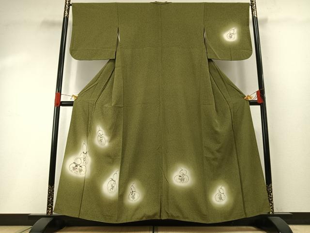 平和屋着物●訪問着　手描き　人物瓢箪文　暈し染め　正絹　逸品　AABH0545fy