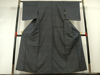 平和屋着物●上質な紬　秋名バラ柄　正絹　逸品　AABH0561fy