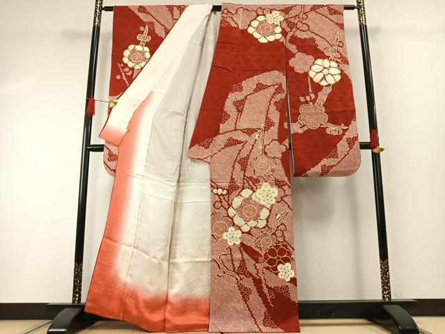 平和屋着物●豪華振袖　駒刺繍　絞り　舞花文　正絹　逸品　AABH0559fy