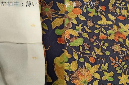 平和屋着物■上質な小紋 花鳥文 鬼しぼ縮緬 正絹 逸品 CABE3827dy