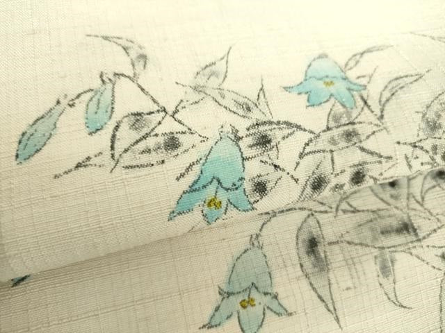 平和屋着物●九寸開き名古屋帯　作家物　手描き　紬地　草花文　正絹　逸品　DABD1467ps