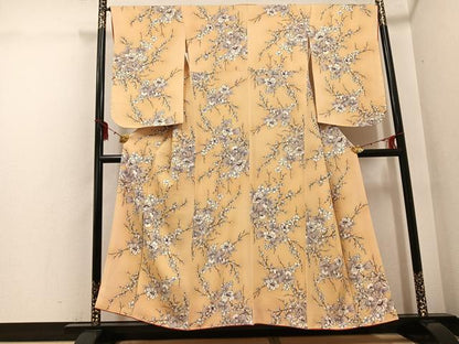 平和屋着物●上質な小紋　枝花文　暈し染め　正絹　逸品　未使用　AABH2059ph