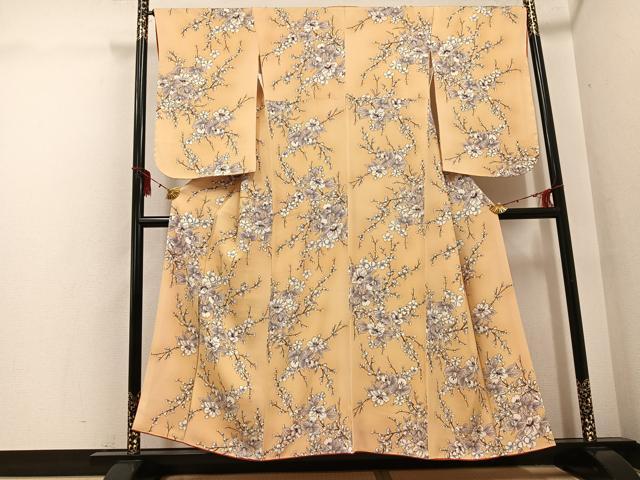 平和屋着物●上質な小紋　枝花文　暈し染め　正絹　逸品　未使用　AABH2059ph