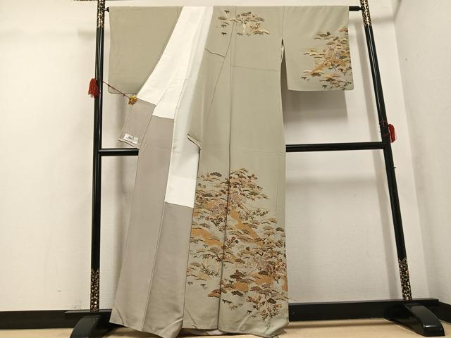 平和屋着物○訪問着 総刺繍 御所車草花文 金糸 ますいわ屋扱い