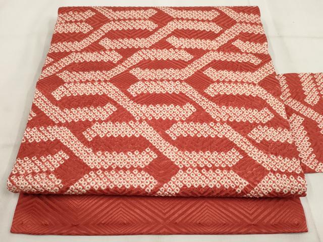 平和屋着物◎九寸名古屋帯　絞り　幾何学文様　正絹　逸品　AABH1226wj