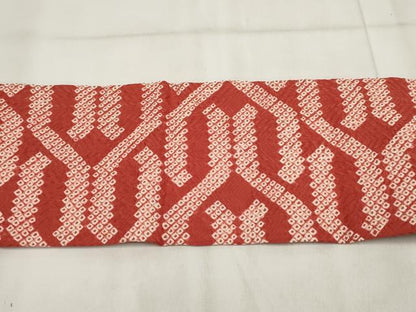 平和屋着物◎九寸名古屋帯　絞り　幾何学文様　正絹　逸品　AABH1226wj