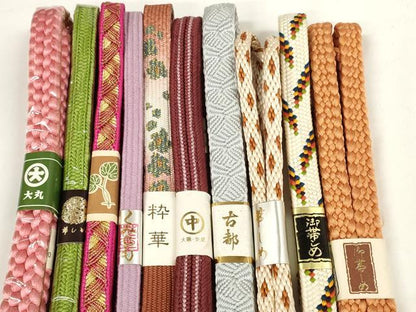 平和屋着物●和装小物　帯締め10本セット　組紐　高麗組　金糸　大丸扱い　逸品　未使用　DABD7120zzz