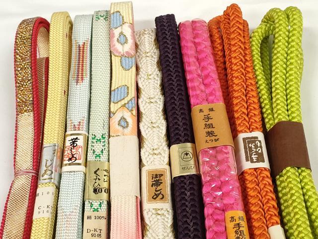 平和屋着物●和装小物　帯締め10本セット　礼装用　佐賀錦　手組紐　高麗組　金糸　逸品　未使用　DABD7078zzz