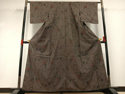 平和屋着物●本場大島紬　一元絣　葡萄蔦の葉文　正絹　逸品　未使用　AABH0579fy