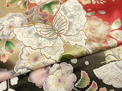 平和屋着物●豪華振袖　駒刺繍　辻が花　舞蝶文　暈し染め　金彩　正絹　逸品　AABH0600fy