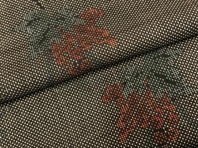 平和屋着物●本場大島紬　一元絣　葡萄蔦の葉文　正絹　逸品　未使用　AABH0579fy
