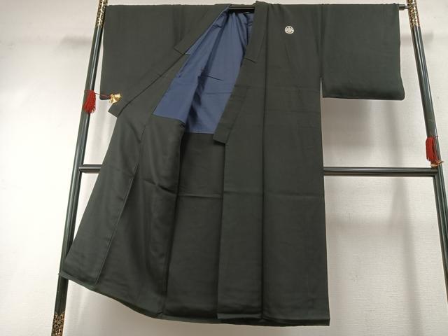 平和屋着物●男性　黒紋付　羽織セット　正絹　逸品　AABH0593fy