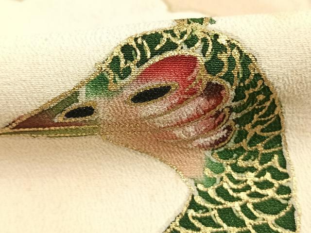 平和屋着物●セミアンティーク　訪問着　孔雀文　暈し染め　金彩　正絹　逸品　AABH0577fy
