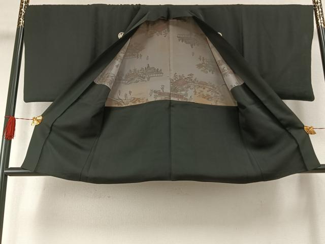 平和屋着物●男性　黒紋付　羽織セット　正絹　逸品　AABH0593fy
