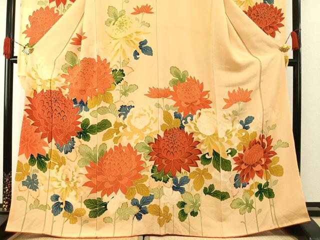 平和屋着物●豪華振袖　友禅　草花文　鬼しぼ縮緬　正絹　逸品　AABH0610fy