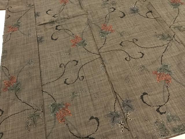 平和屋着物●本場大島紬　一元絣　葡萄蔦の葉文　正絹　逸品　未使用　AABH0579fy