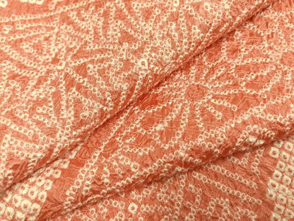 平和屋着物●上質な小紋　総絞り　切嵌花文　正絹　逸品　AABH0599fy