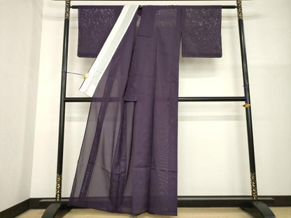 平和屋着物＊夏物 色無地 絽 濃鼠色 洗える着物 未使用 AABH2572ck