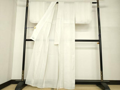 平和屋着物＊夏物　洗える最高級着物　＜英＞はなぶさ謹製　小紋　縦絽　縞　洗える着物　AABH2586ck