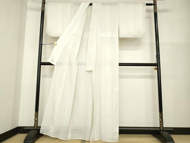 平和屋着物＊夏物　洗える最高級着物　＜英＞はなぶさ謹製　小紋　縦絽　縞　洗える着物　AABH2586ck